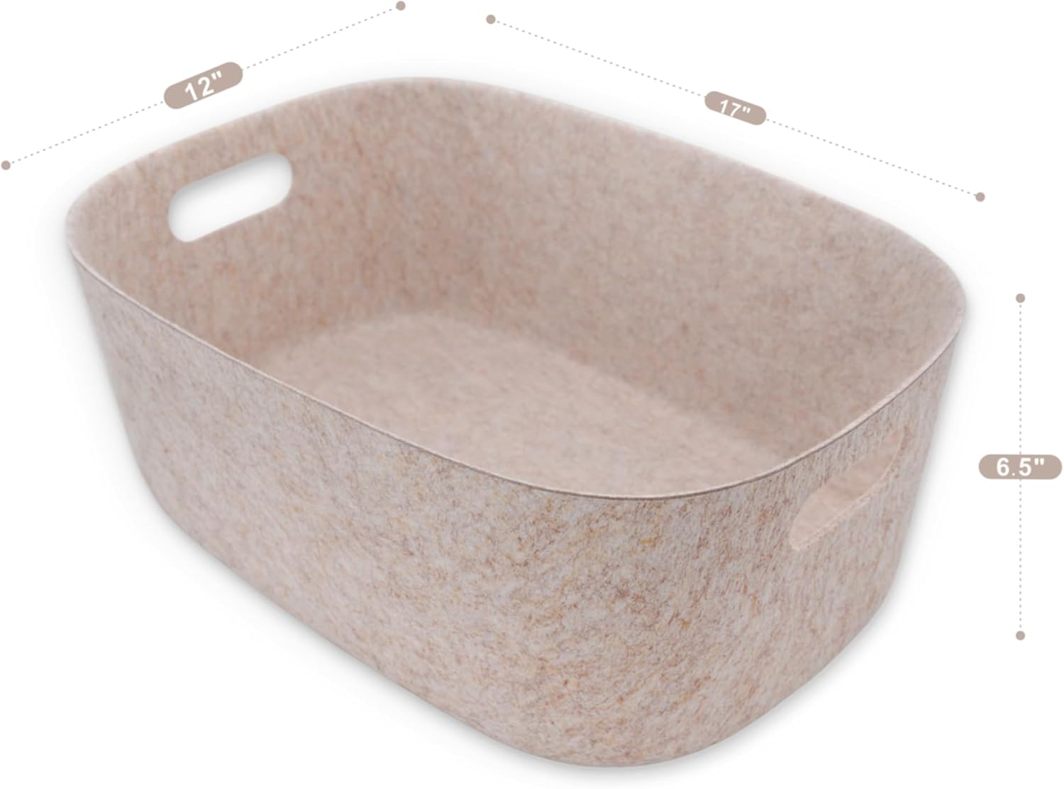 Welaxy Large Storage Basket Felt Open Desk Organize bin Shelf baskets with handles light weight carry for Magazines Books Junk Kids Toys Pet toy Clothes Laundry (Oatmeal)