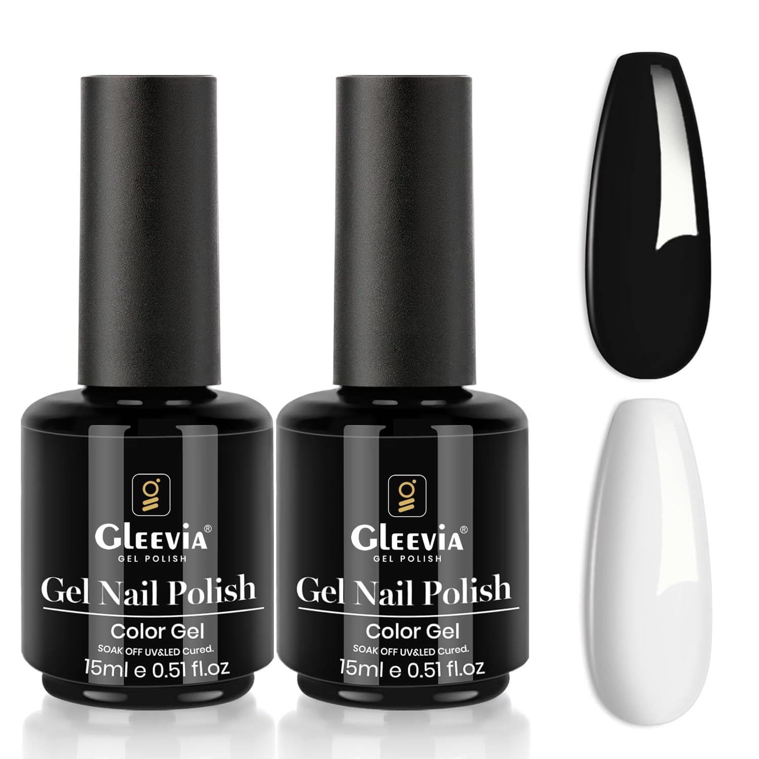 Gel Finish Nail Polish Kit- 2 Pcs 15Ml Black And White Gel Polish Black Gel Nail Polish Soak Off Uv/Led Gel Polish Nail Art Manicure Salon Diy At Home-image-48