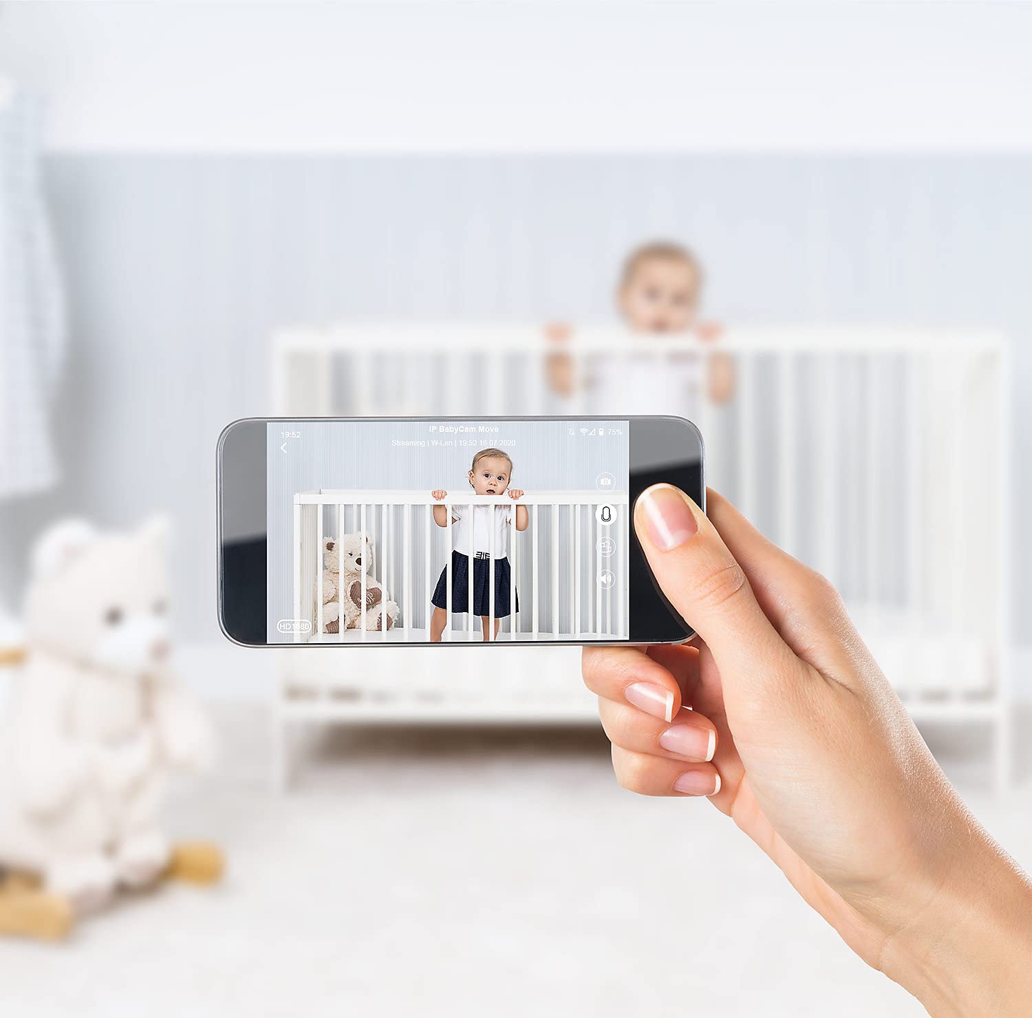 Reer, IP BabyCam Move sprawi, że Twój smartfon stanie się wideoelektroniczną elektroniczną zdalnie sterowaną 330°, możliwość zapisywania danych w Niemczech 80310, biały