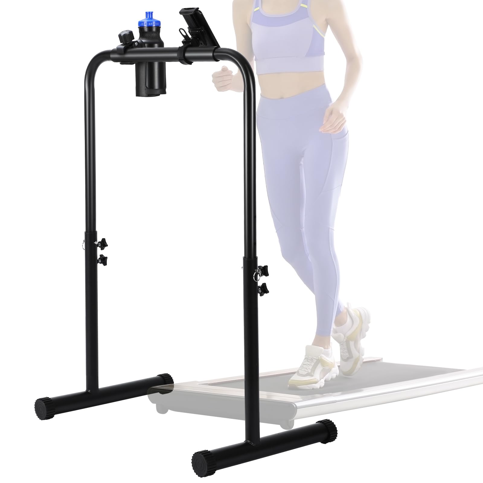 Leinuosen Large Handle Bar for Walking Treadmill Pad Only with Phone Holder and Cup Holder Adjustable Handrail Height from 38.58 to 47.24 Inch Comfortable Grip Stainless Steel Frame Overbold Stable-image-41