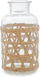 WOLFF - Vaso de Vidro e Fibra Natural 10cm x 19,5cm