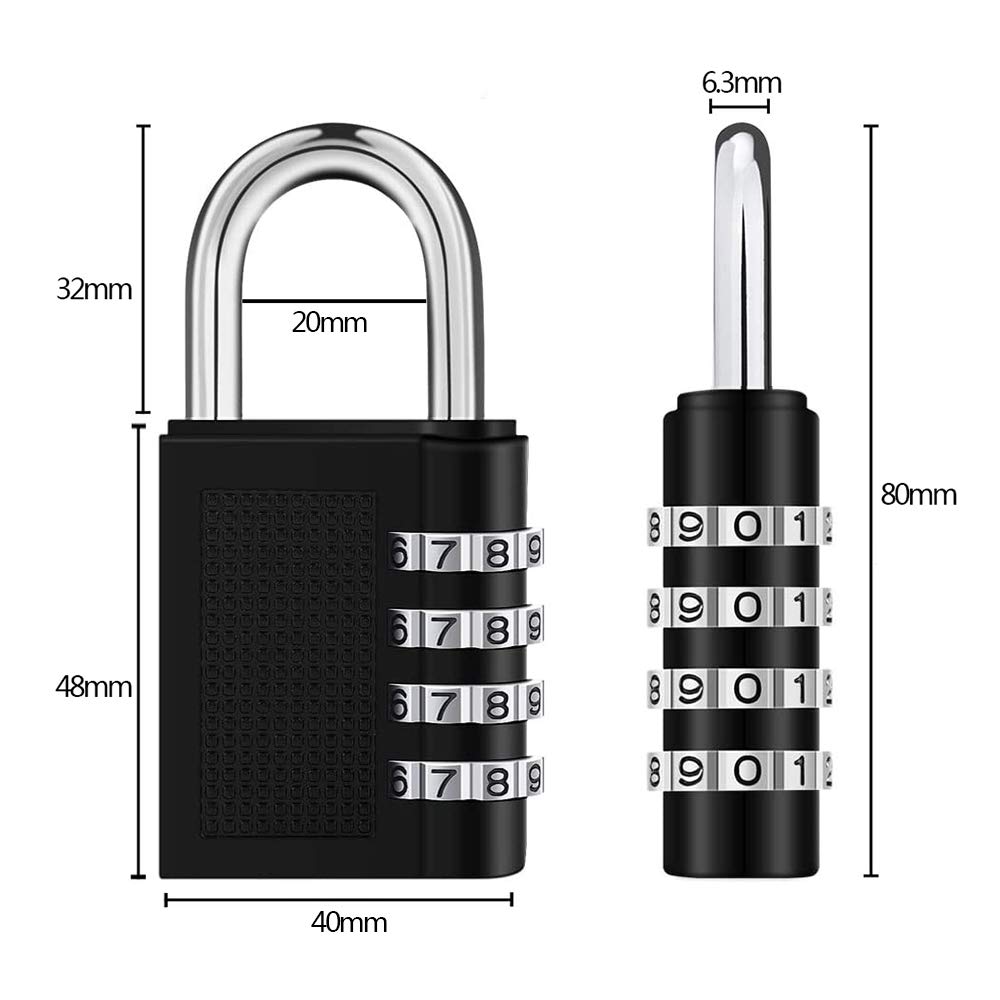 candado código de bloqueo candado Candado, candado con código, candados for equipaje, seguridad, paquete de 2 candados combinados, candado con combinación de 4 dígitos, candado for exteriores for la e