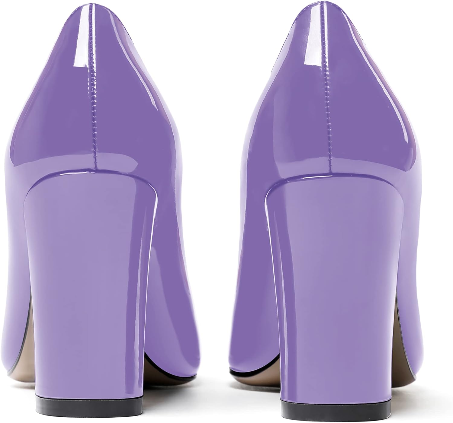 WAYDERNS Women's Solid Slip On Pointed Toe Patent Block High Heel Pumps Shoes 3.5 Inch