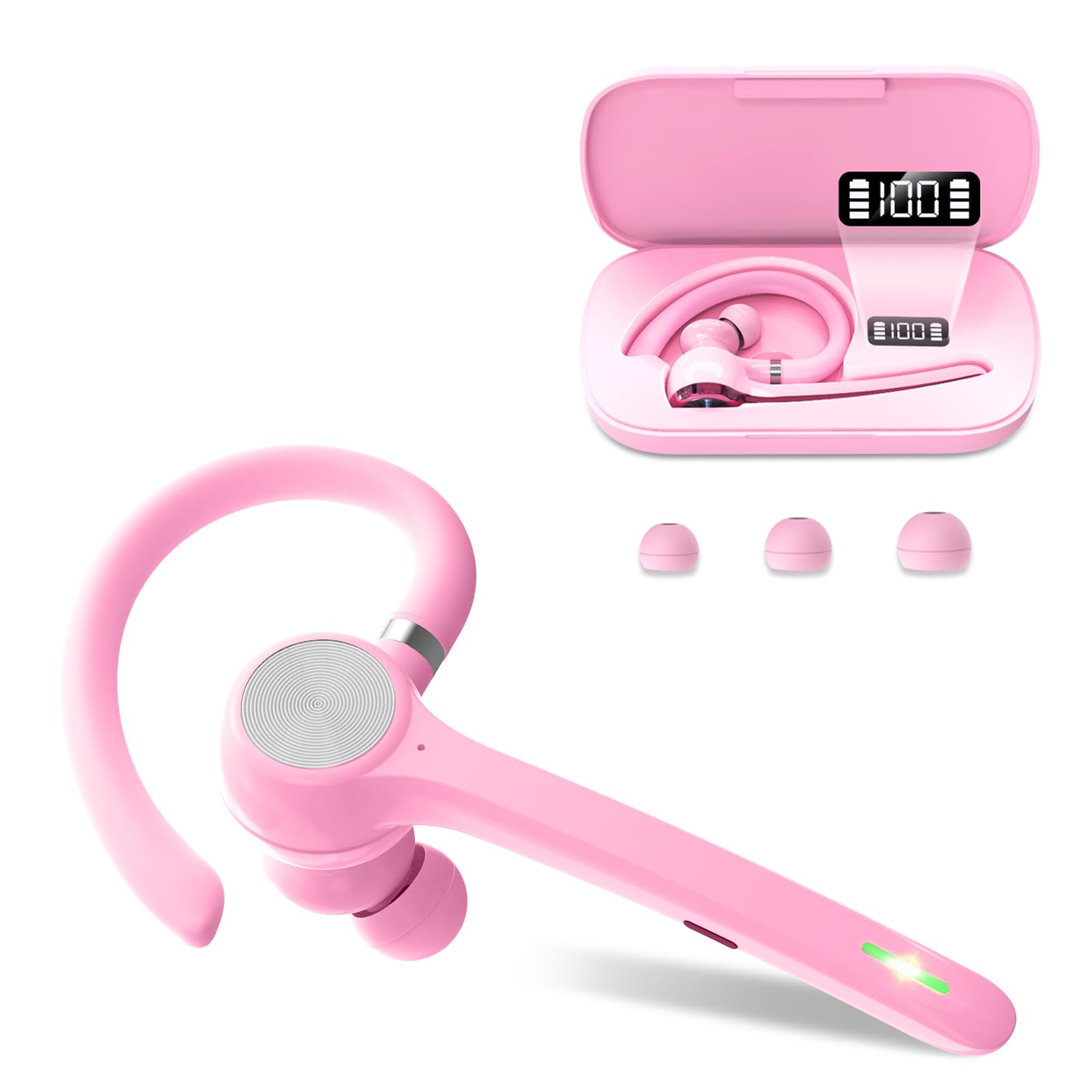 HEIBAS Bluetooth Headsets, Wireless Earpieces with a Charging Case Hand-Free Headphones for Office/Drivers/Business