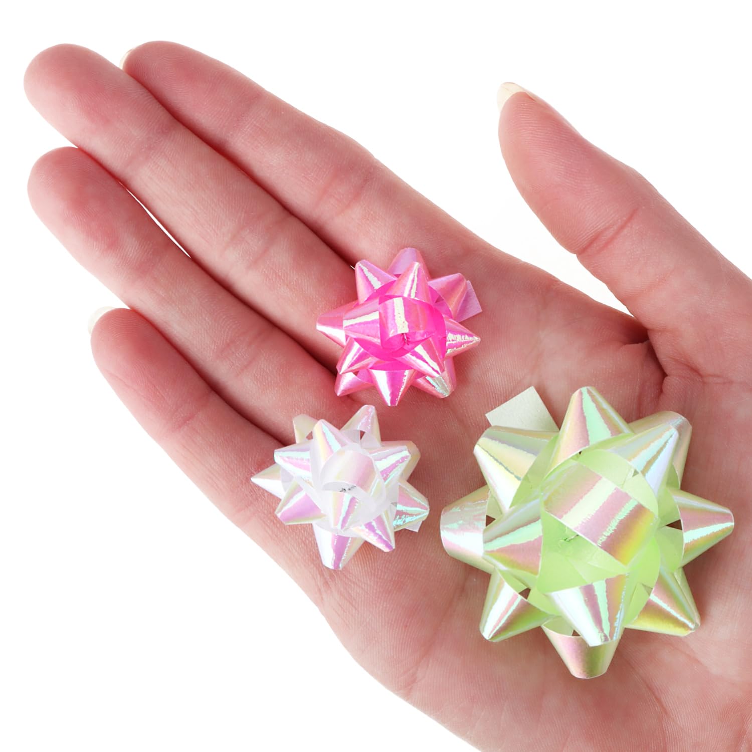 Lazos de Regalo autoadhesivos 120 Piezas 3 cm y 5 cm Blanco/Morado/Rosa/Verde