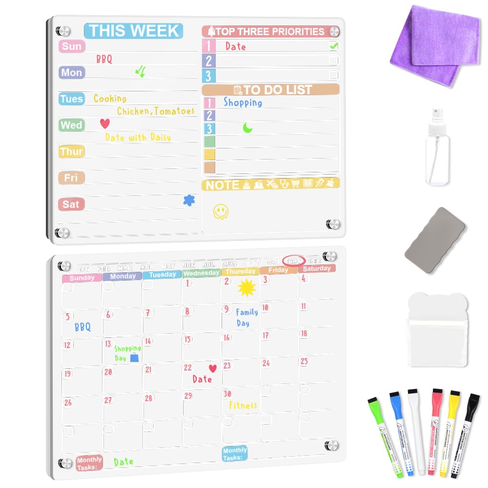 Tableros de dolor de calendario acrílico