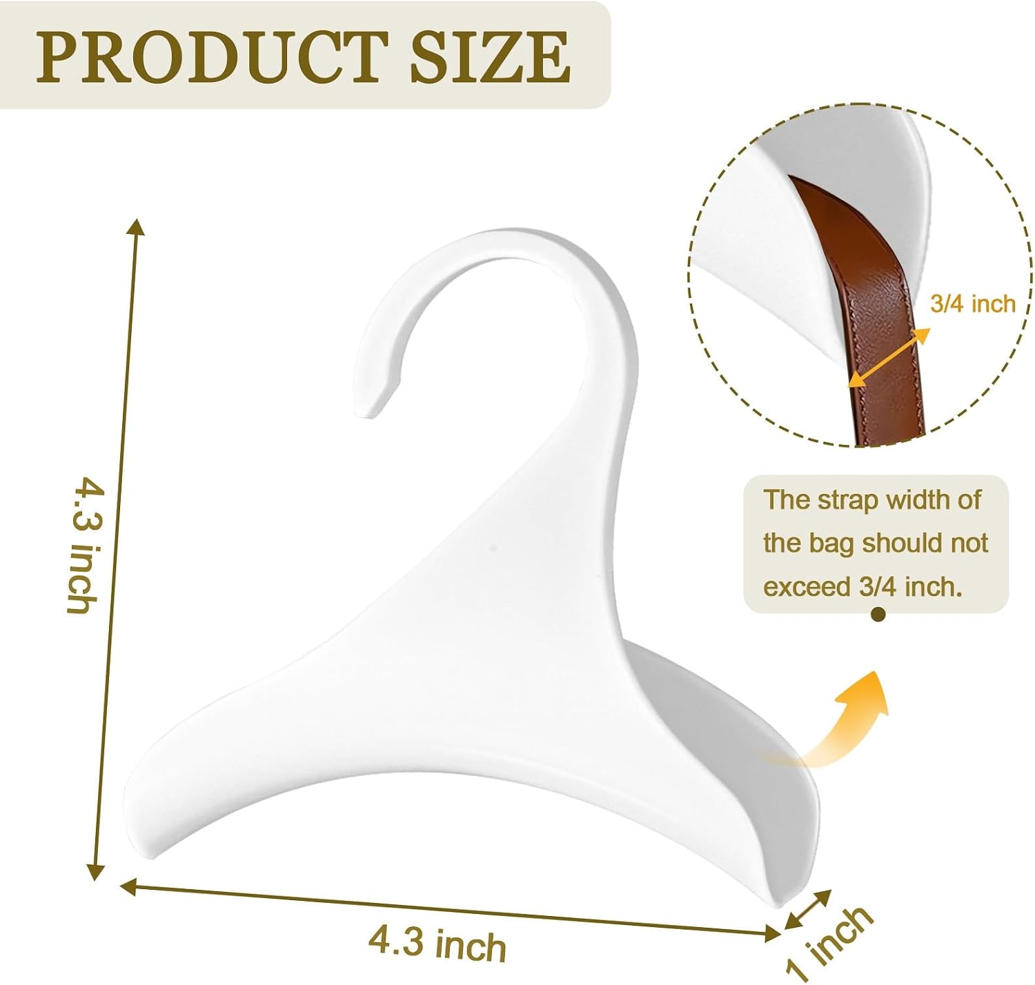 12 Pcs White Purse Hangers for Closet, Handbag Hangers for Closet, Bag Hanger, Handbag Organizer Hooks, Bag Organizer Hanging Hooks for Backpacks Satchels Tote Bag Home Storage (White)