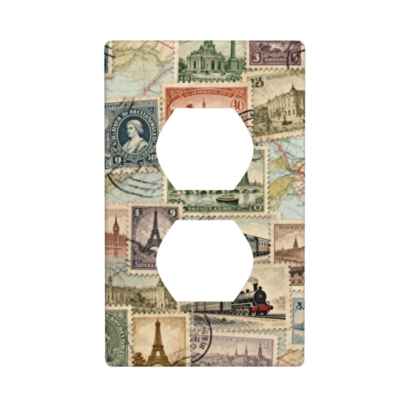 Classic Stamps Decorative Switch Plate Cover-Unbreakable Polycarbonate Wall Plate for Home Office, 1 Gang with Screws