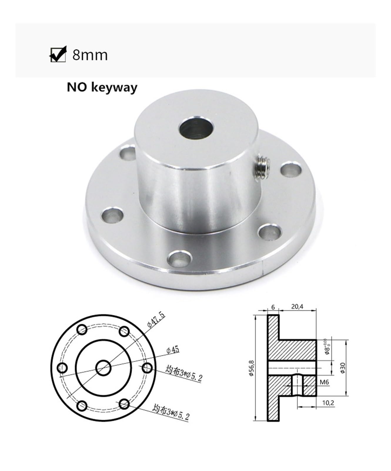 Sztywne złącze kołnierzowe Sprzęgło silnika, Sprzęgło kołnierzowe ze stopu aluminium Średnica 5 6 8 10 mm 12 14 15 16 18 mm Sprzęgło z rowkiem wpustowym(A 16mm Keyway)
