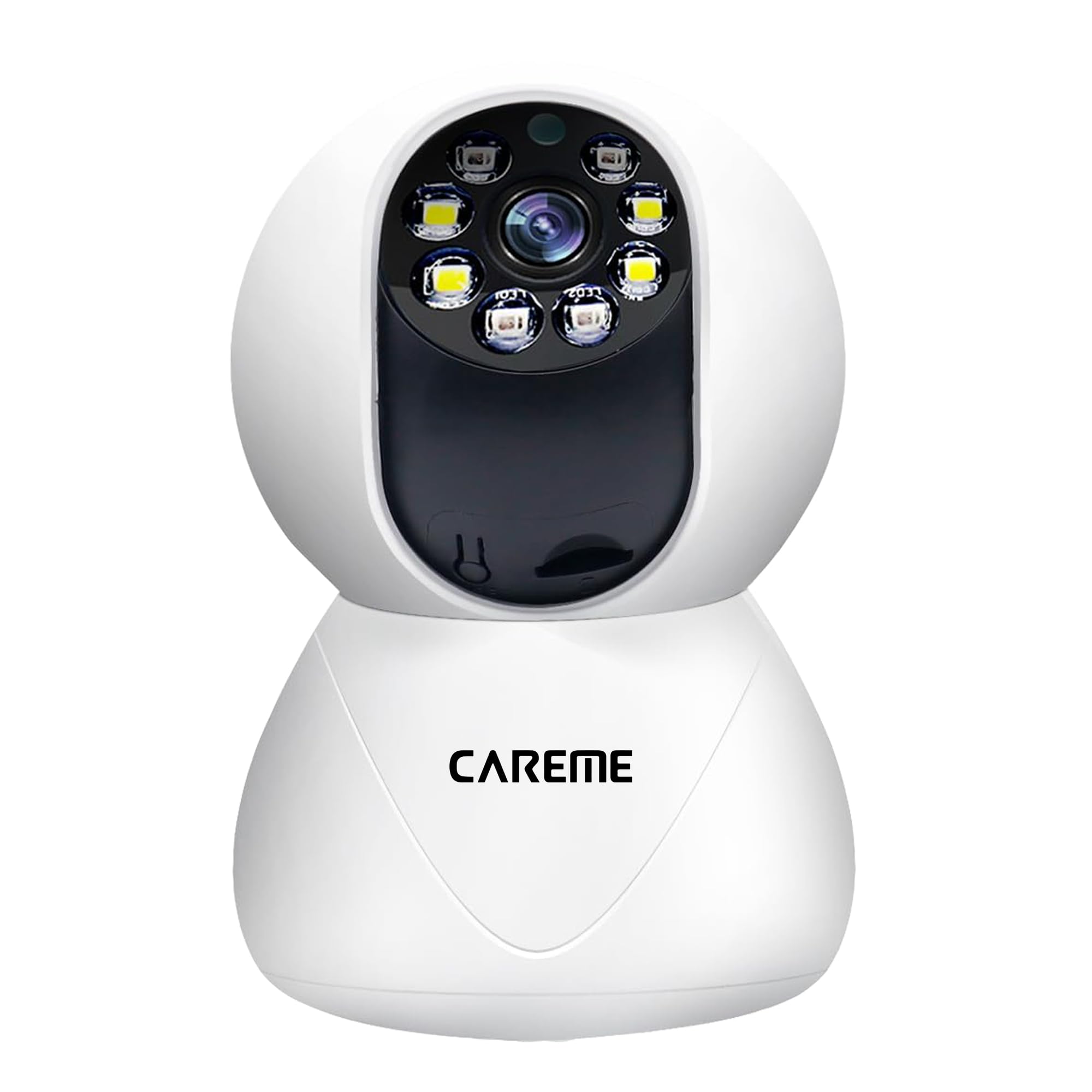 CareME 3MP 1296p Pan/Tilt Indoor Security Camera, Baby/Pet Monitor, Motion Detection, 2-Way Audio, SD Card Storage, White