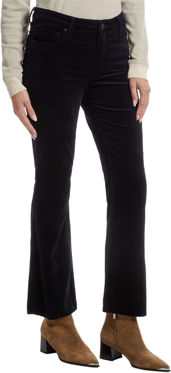 KUT from The Kloth Womens Kelsey Corduroy High-Rise Fab Ab Ankle Flare with Raw Hem in Black - Image 2