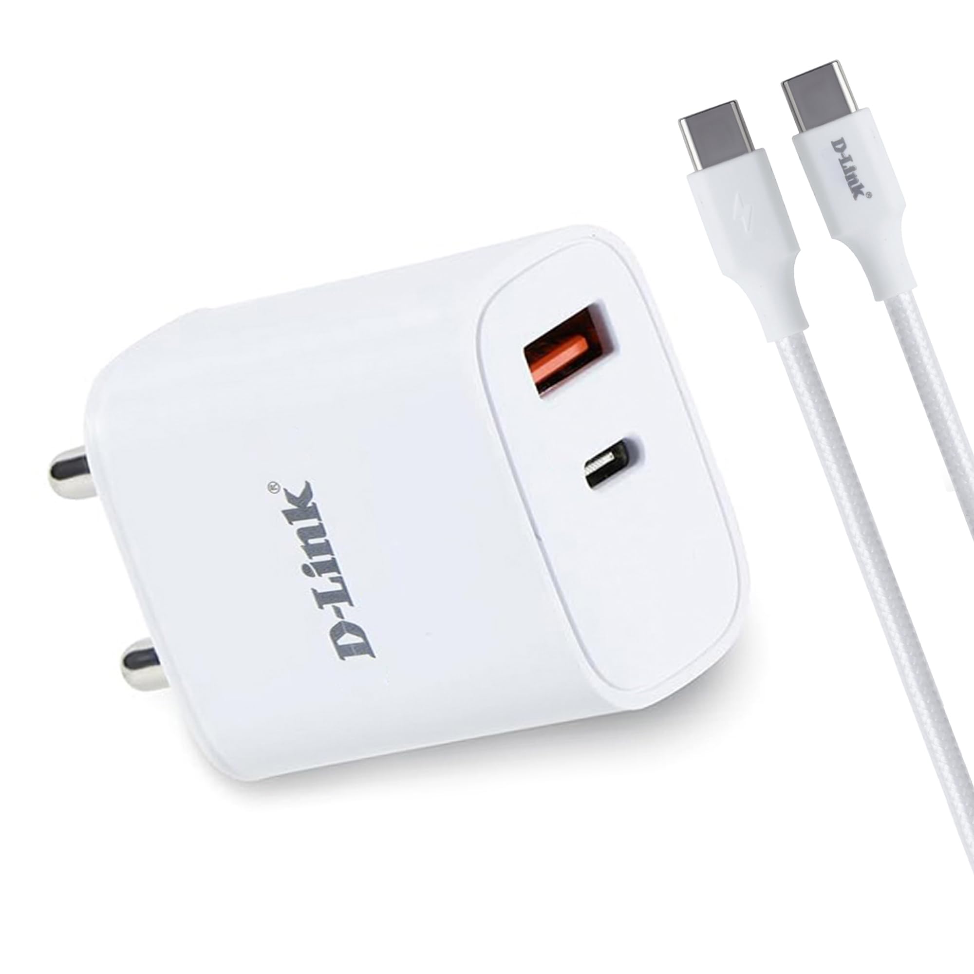 33W Dual Port Fast Charger Type-C & Usb-A For All Mobiles Phones,Tablets,Power Banks,Smart Watches,Earbuds. Bis Certified,Compact Size & Easy To Carry. Free Type C To Type C 3A(60W) Cable-White