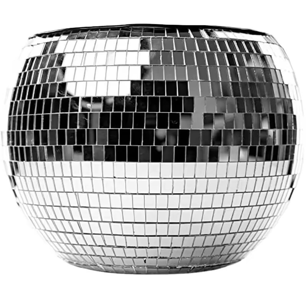 Blisfulhoks 10 Inch Disco Ball Ice Bucket Mirror Silver Decor for Cocktail Bar for Partys and Weddings for Beer Cocktail Wine Champagne Cold Drinks
