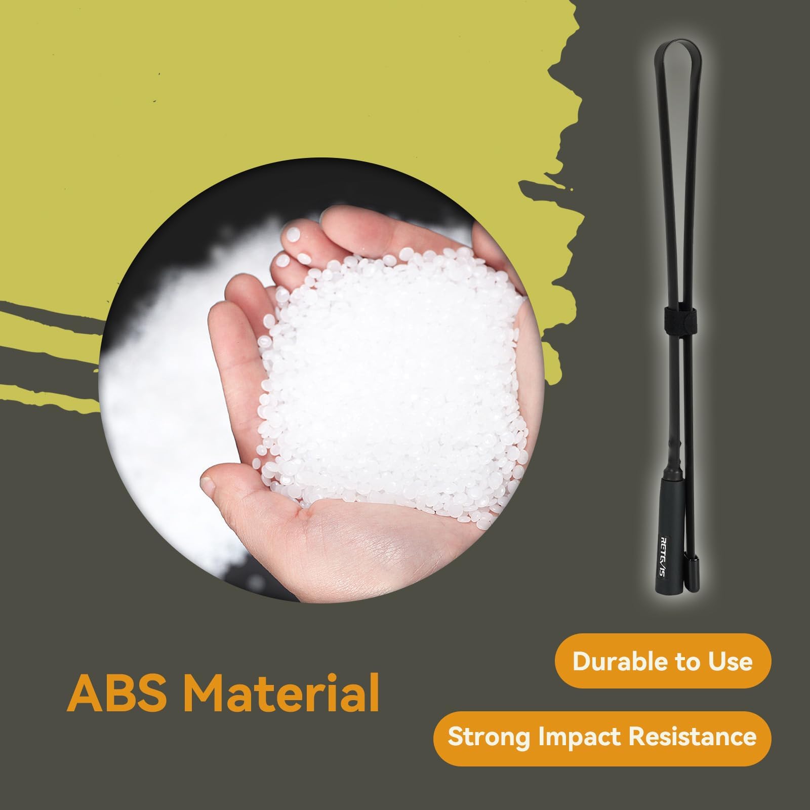 Retevis HA02 Antenne Tactique Pliable, Pliable SMA-M Double Bande UHF VHF, Compatible Radio 2 Voies Retevis RT1 RT3 RT3S RT83 RT85 RT87 Antenne de Talkie-walkie Portable, Baofeng UV-3R (1 pièce)