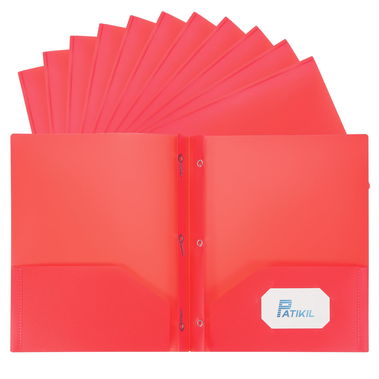 PATIKIL Cartelle Con Graffette, 24 Pezzi Cartelle In Plastica Resistente Con 3 Graffette Adatte Per Fogli Dimensione Lettera Per Documenti Curriculum Lettere, Rosso