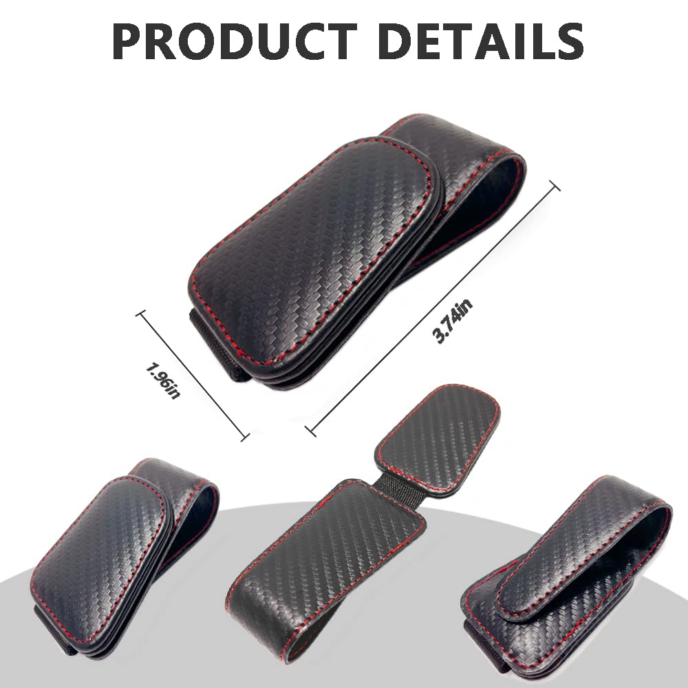 2Pcs Sunglass Holder for Car Magnetic Leather Eyeglass Hanger Clip for Car Sun Visor Sunglasses Holder and Ticket — view 7