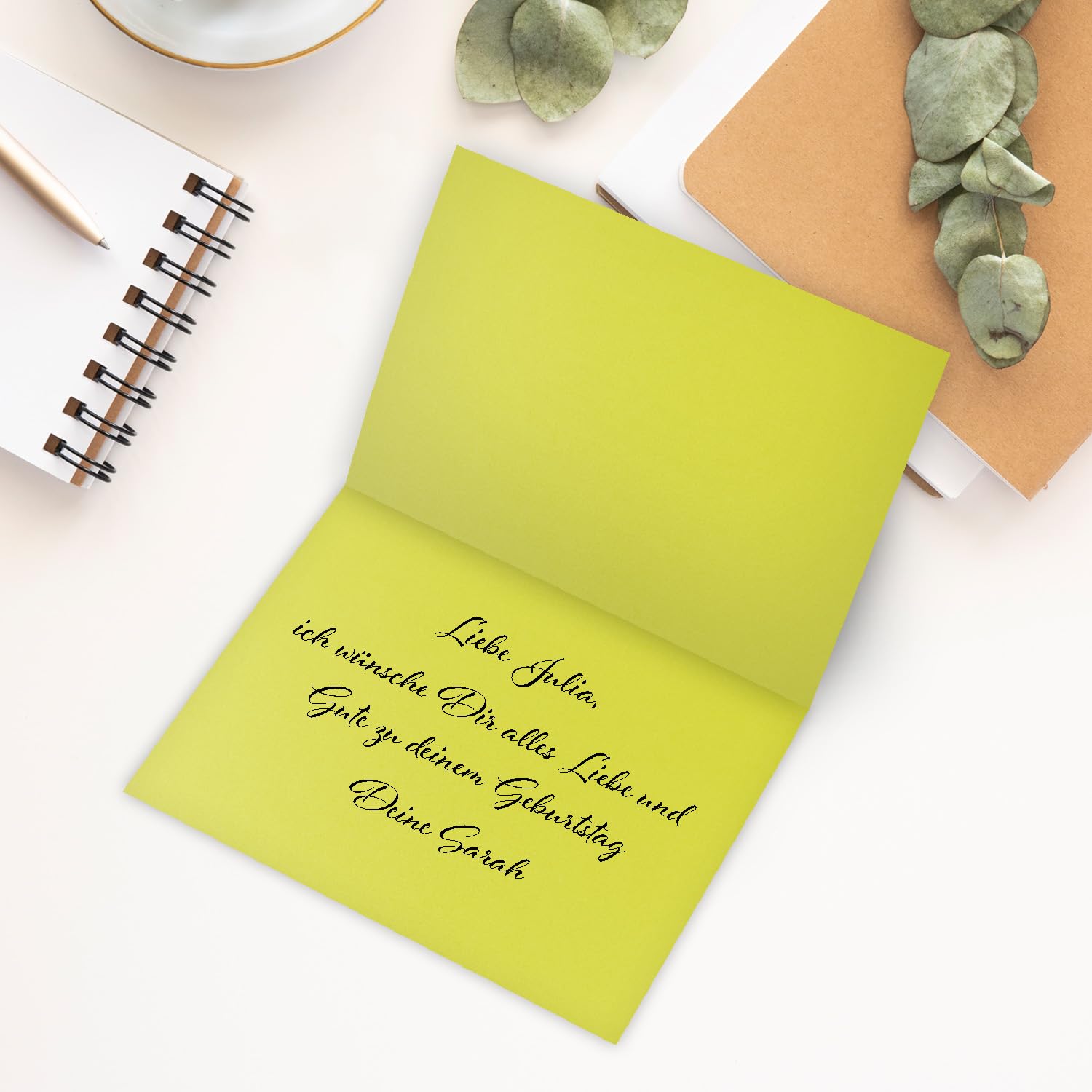200x tarjetas plegables B6 - color: lima (amarillo-verde) - 11,5 x 17 cm (abiertas: 23 x 17 cm) - muy resistentes - tarjetas artesanales para invitaciones y tarjetas de felicitación