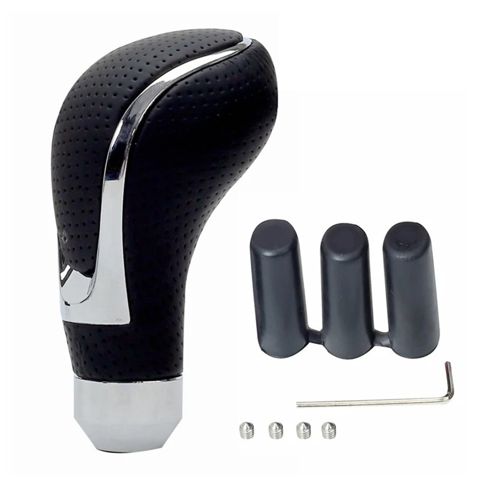 Jxewmtmc Black A Leather Black Red Gear Knob Car Shift Shifter Stick Lever Manual Transmission Gear Stick Shift Cover(Black A)