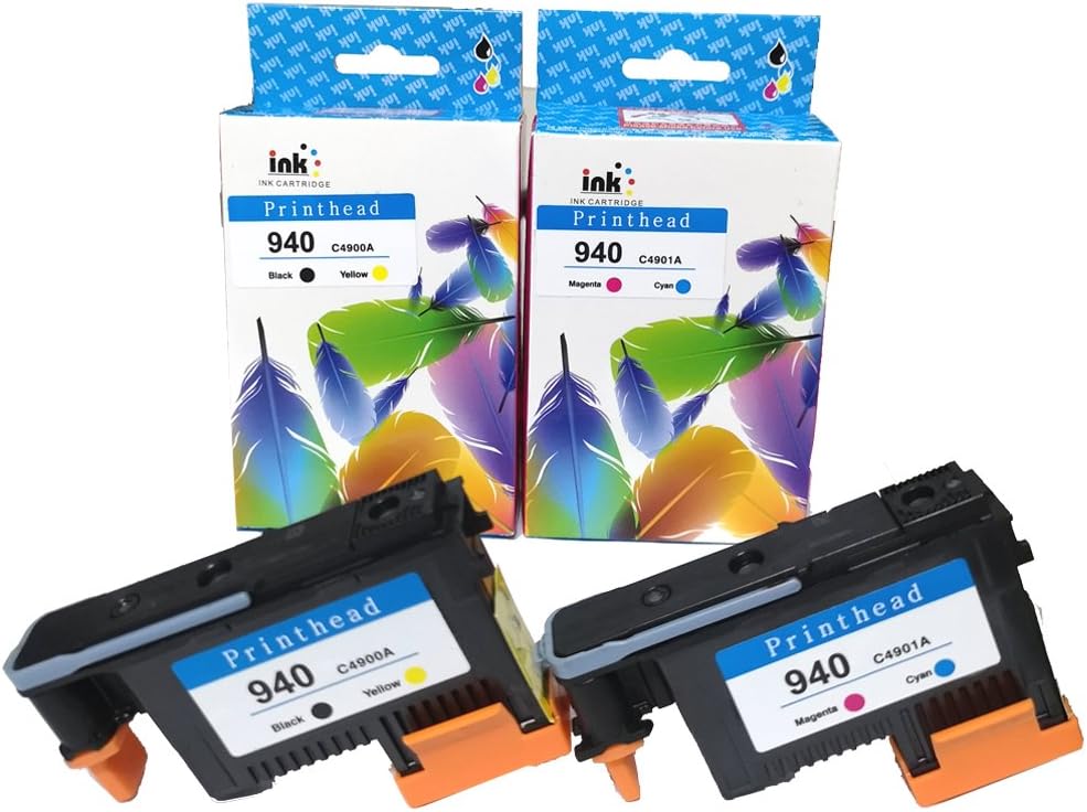 YXG 2 Pack 940 Printhead BK/Y & C/M C4900A C4901A Replacement for HP 940 Printhead Compatible with Officejet Pro 8000 8500 8500A 8500A Plus 8500A Premium