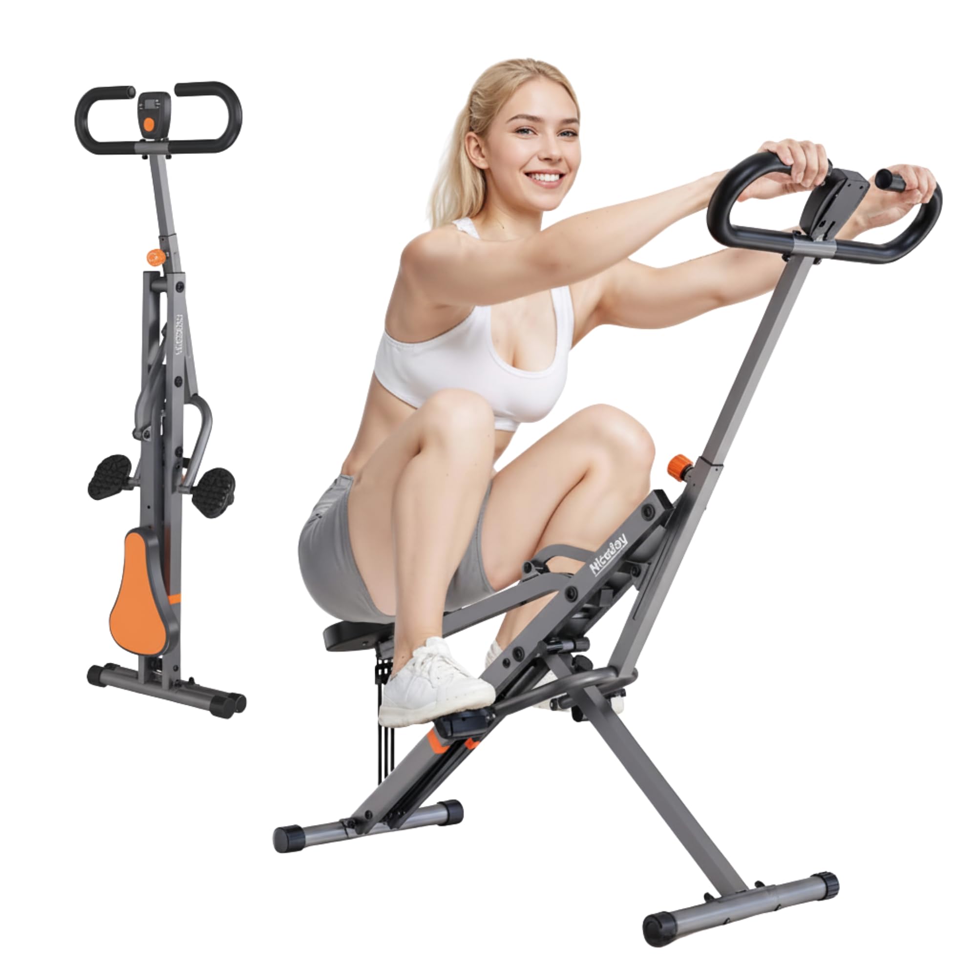 Niceday 4-en-1 Máquina de Sentadillas, Entrenamiento de Abdomen, Glúteos y Piernas, Equipo Fitness para Casa Plegable, Máquina Abdominales para Tonificación Muscular y Quema Rápida de Grasa del Core
