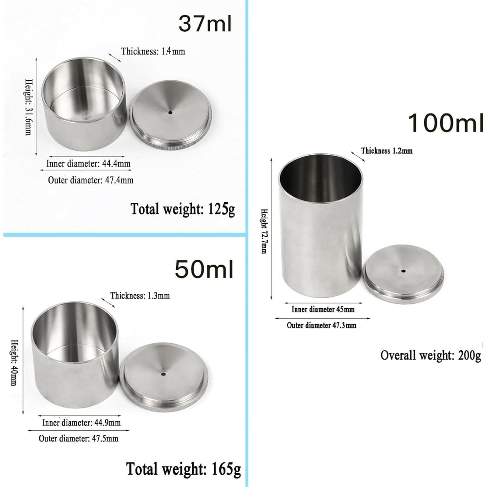 Densímetro De Densidad De Pintura De 37 Ml/50 Ml/100 Ml, Determinador De Densidad De Recubrimiento De Acero Inoxidable, Medición Precisa, para Análisis Precisos De Pinturas