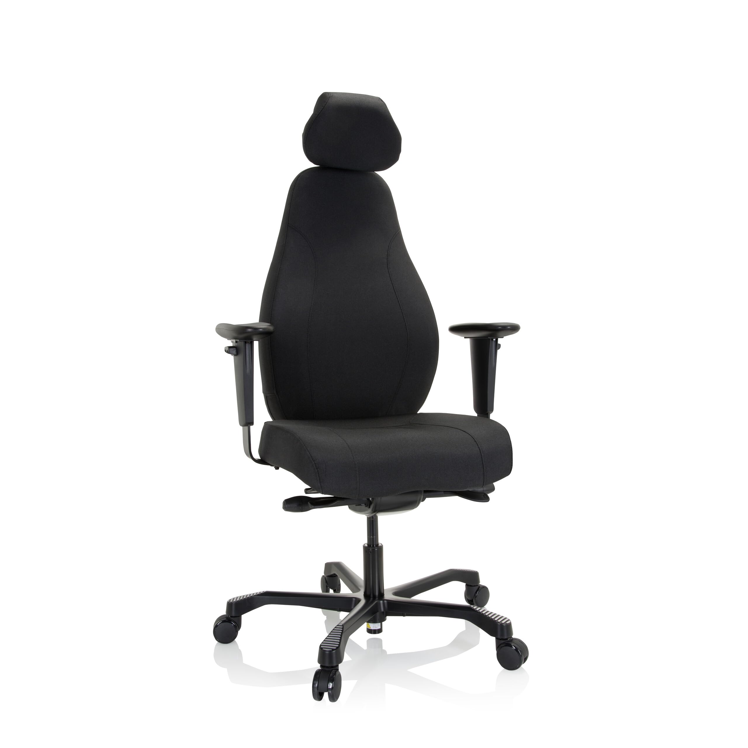 hjh OFFICE 608917 Silla de Oficina Profesional RESISTIO XXL Tela Negro, Silla giratoria, soporta hasta 200 kg, 24 Horas de Uso