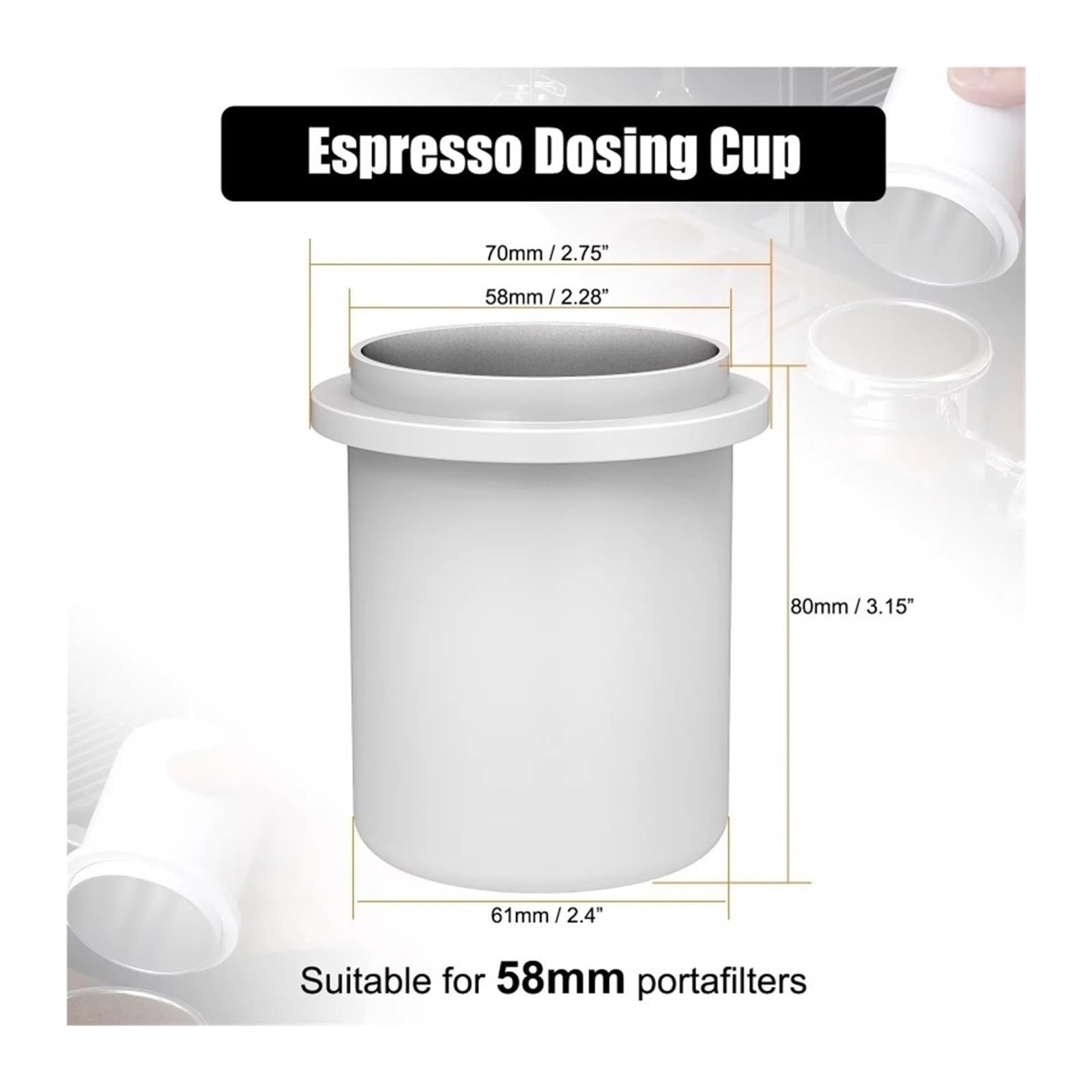 Espresso-Dosierbecher, Kompatibel Mit Allen 51–58 Mm Siebträgern, Espresso-Kaffeezubehör, Aus Aluminium, Weiß(Black 51-54mm)