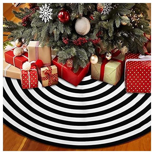 AHOOCUSTOM Black and White 48 in Christmas Tree Skirt Versatile Easy to Change, Large Funny Target Spring Summer Holiday Party Supplies Soft Beach Tree Mat Decoration Ornaments