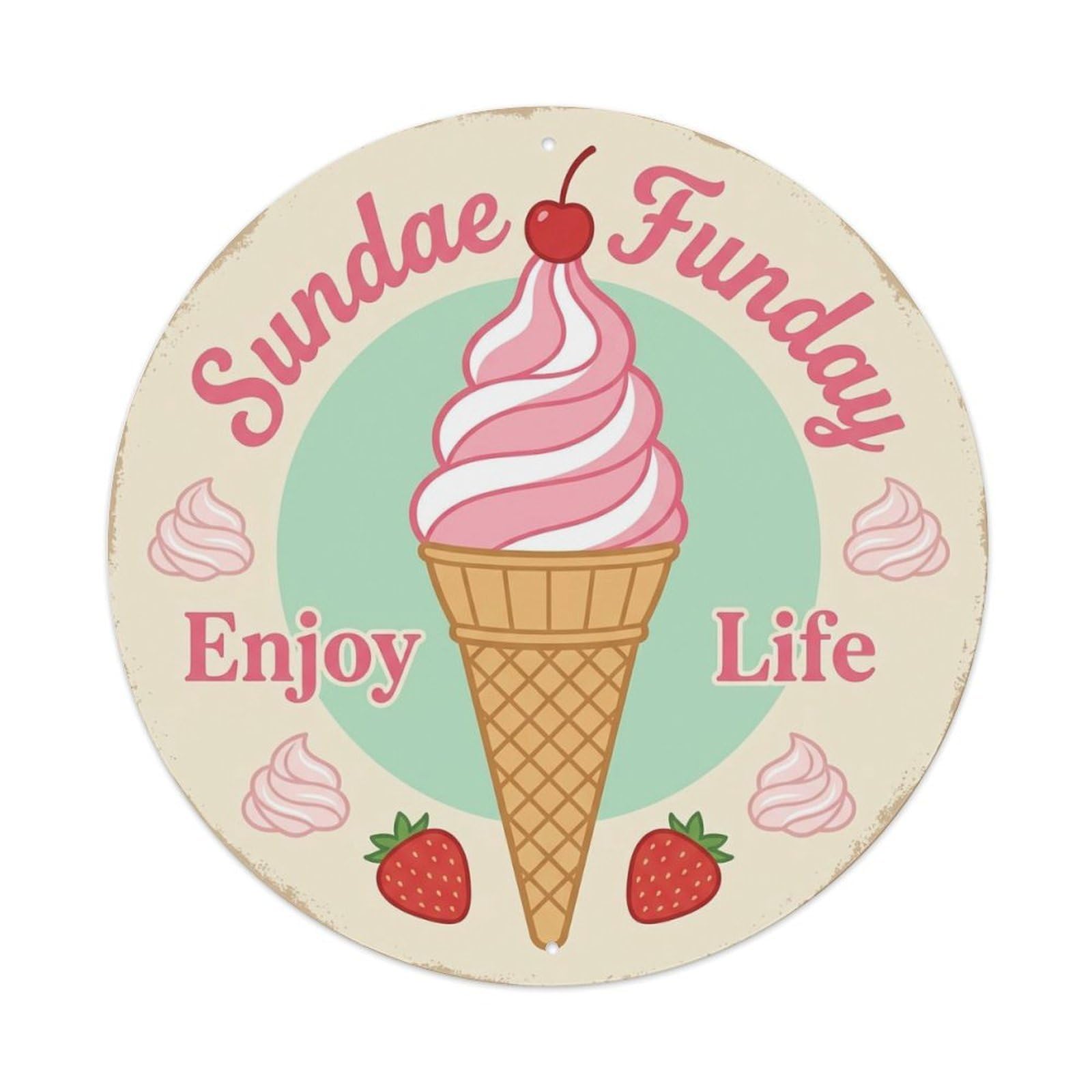 Sundae Funday Dessert Parlor Metal Tin Sign