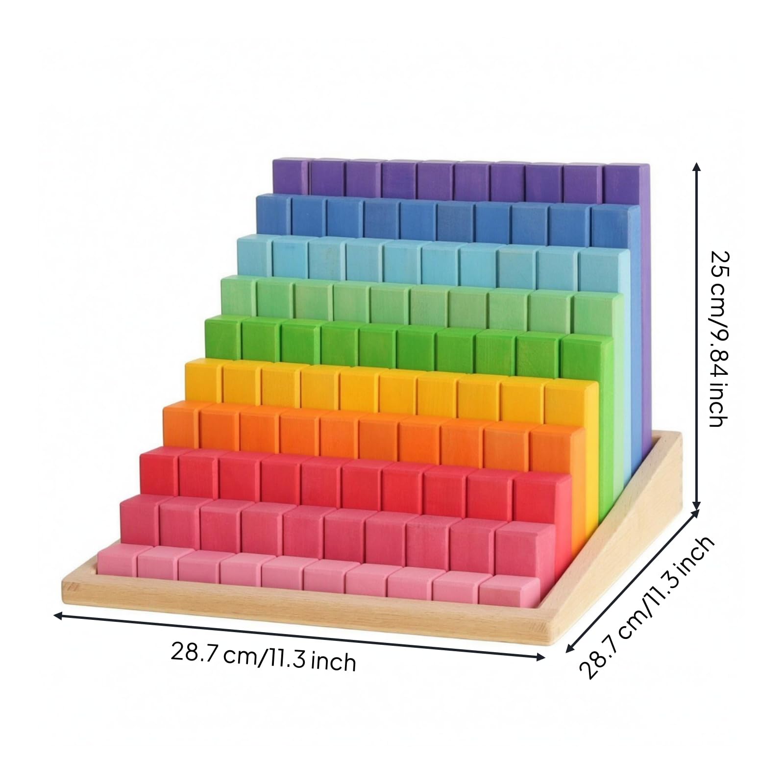 Amagogo Jeu Éducatif Blocs en Bois avec Base Rectangulaire Inclinée et Pièces Dégradées pour Apprentissage s Hauteurs avec Construction Robuste pour Développer l'Attention et