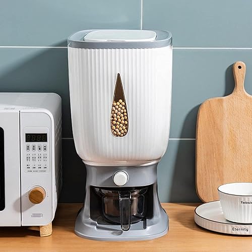 Miniatura 5 de YXQ Dispensador de arroz de 22.0 lbs, contenedor de almacenamiento de arroz, recipiente grande de grano sellado con tapa, dispensador de cereales a
