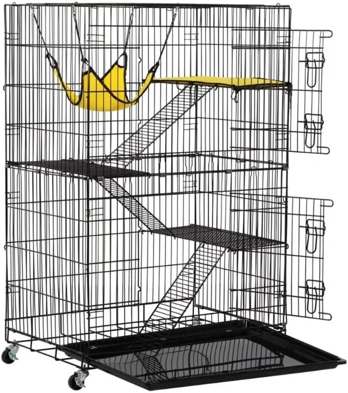 4-Story Small Cat Cage Animal Cabin Black Pet Supplies Rack