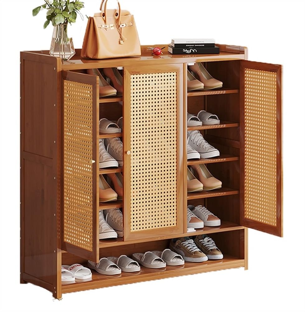 Meuble à chaussures fin en bambou pour résoudre le manque de place de l'entrée