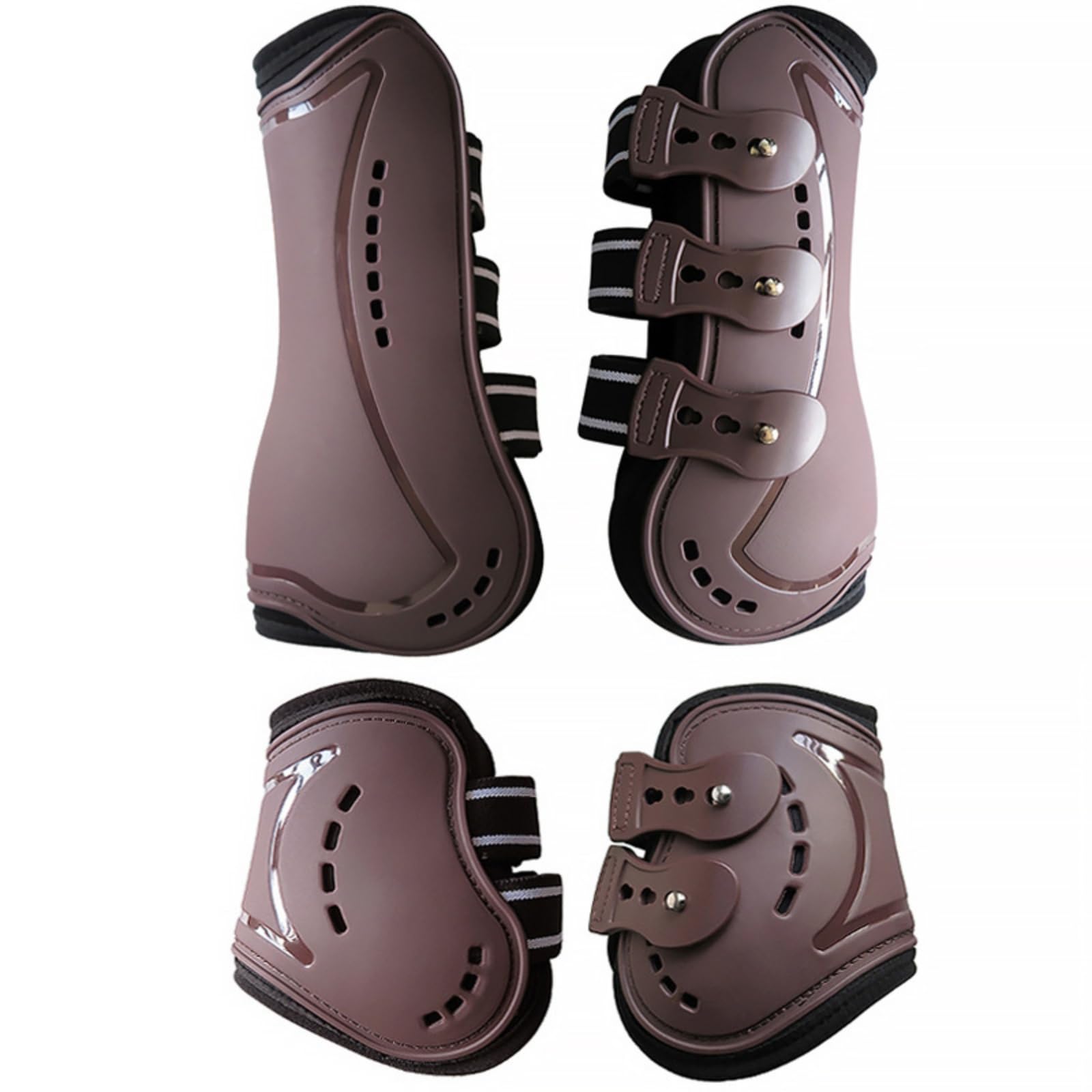 predolo 4 Piezas Botas para Tendones Caballo, Marrón, L