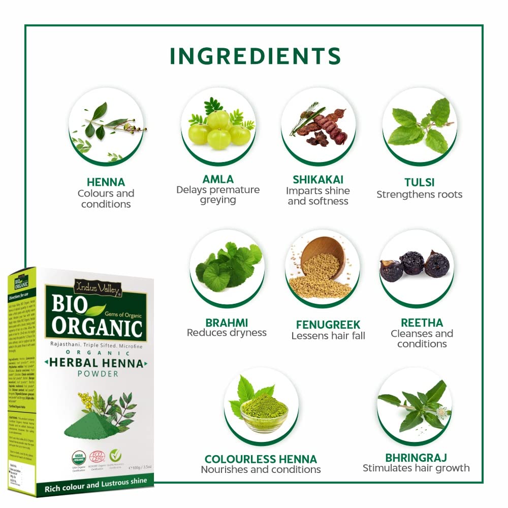 I.V BIO ORGANIC INDIGO POWDER+HERBAL HENNA +HIBISCUS POWDER