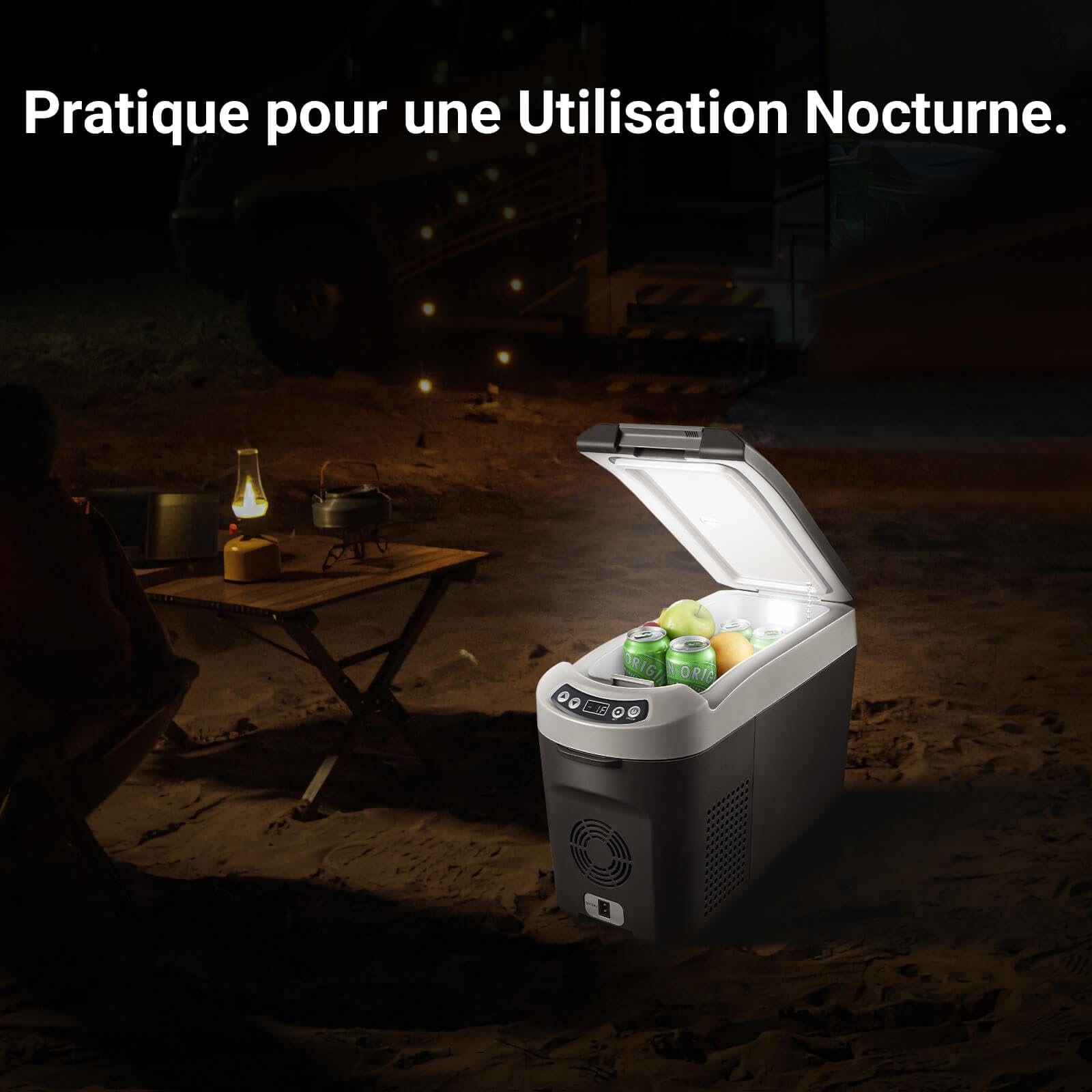 AAOBOSI Glaciere électrique 15L, 12/24V Réfrigérateur de Voiture à Compresseur, -20℃ à 20℃ Glacière à Compression, Frigo pour Voiture, Camion, Camping, Voyage