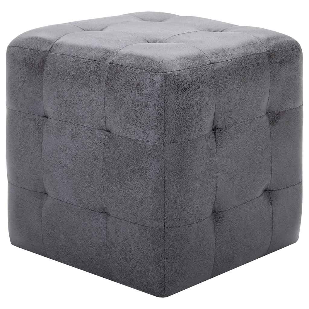 Puf 2 unidades, gris, 30 x 30 x 30 cm, aspecto de ante
