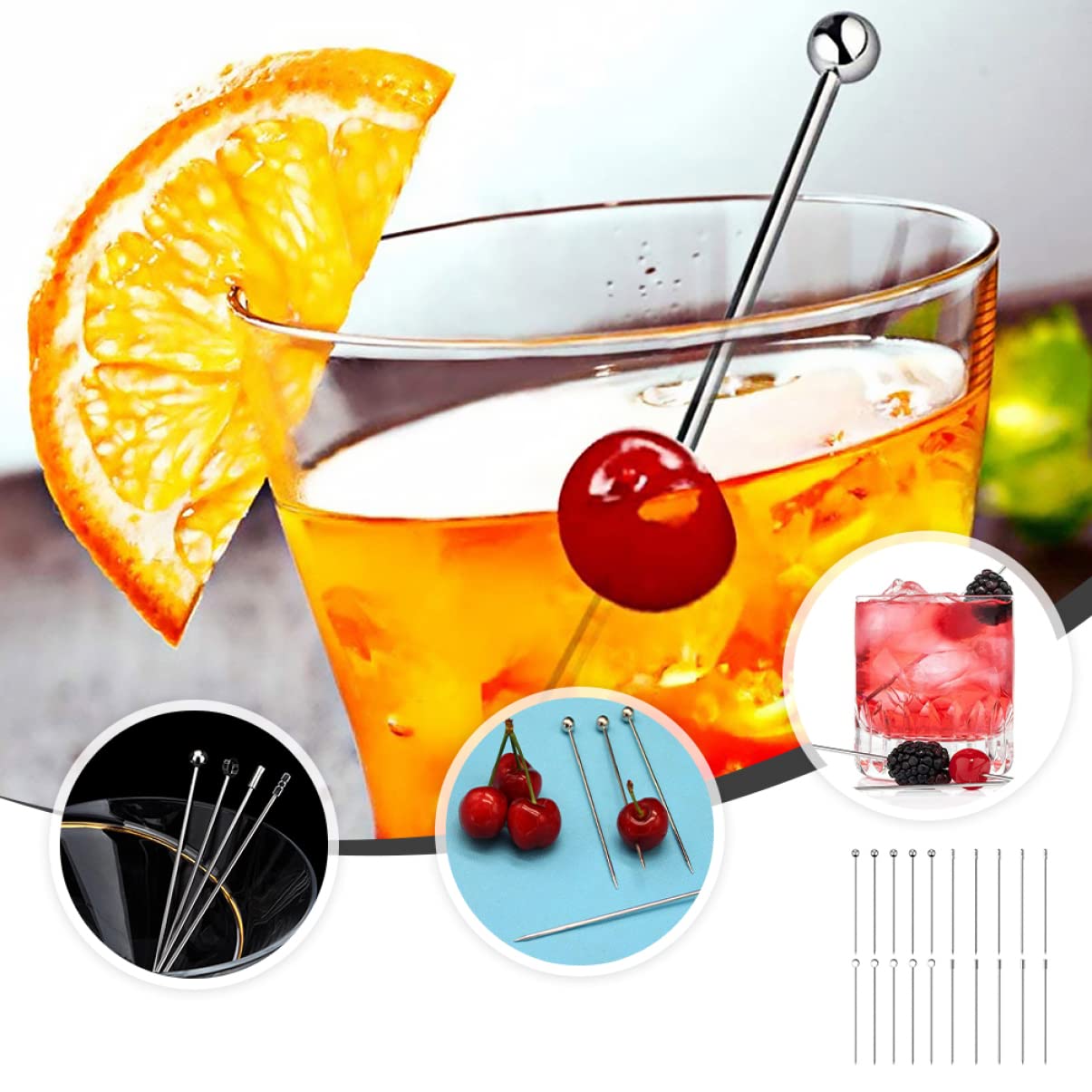 3 Ensembles Signe De Décoration De Cocktails Paille Acier À Cocktails Barman Brochettes Sélectionne Bâtonnets pour Mélanger Les Boissons Cueillette De Fruits 20 Pièces * 3