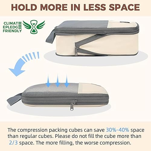 Miniatura 6 de BAGAIL 4 juegos6 cubos de embalaje de compresión para viajes, organizadores de embalaje comprimibles, accesorios de viaje para equipaje y maleta
