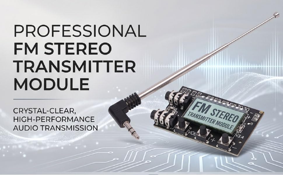 Módulo transmisor estéreo FM Jectse de 76 a 108 MHz con antena para audio 7
