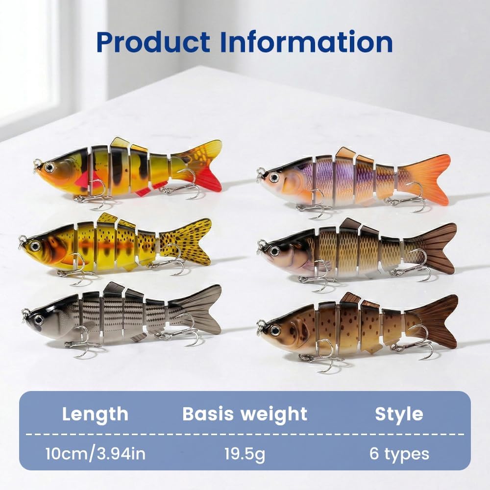 Robotic Fishing Lure, 2026 Upgrade 3D Swimming Bait for Freshwater & Saltwater, Lifelike Fishing Lures for Bass Trout Walleye Crappie, Strongest Fiber Jointed Swimbaits