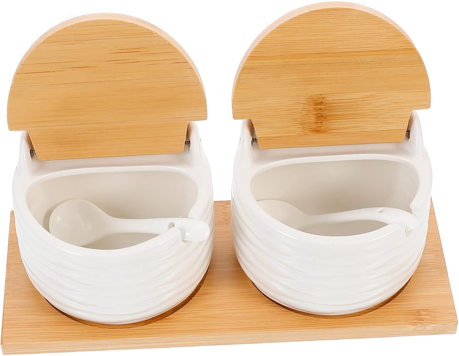 PRETYZOOM Kitchen Seasoning Jar Set Ceramic Condiment Containers Spill-proof Lids