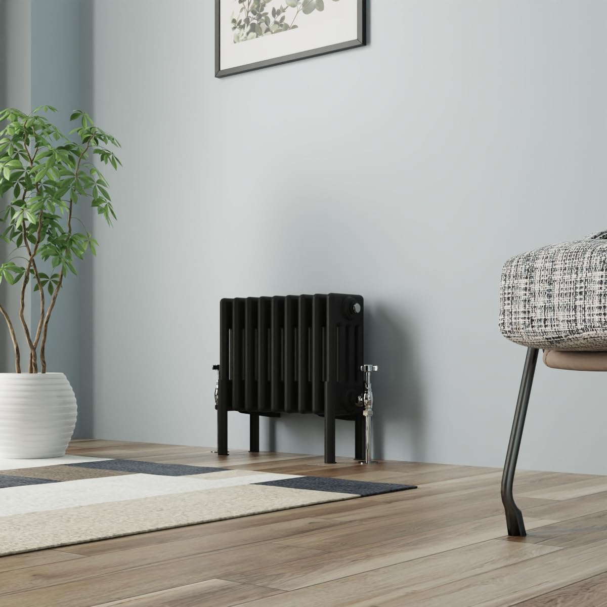 NRG Traditional Cast Iron Radiator Four Column 300x425mm Black Interior Designer Bathroom Radiators