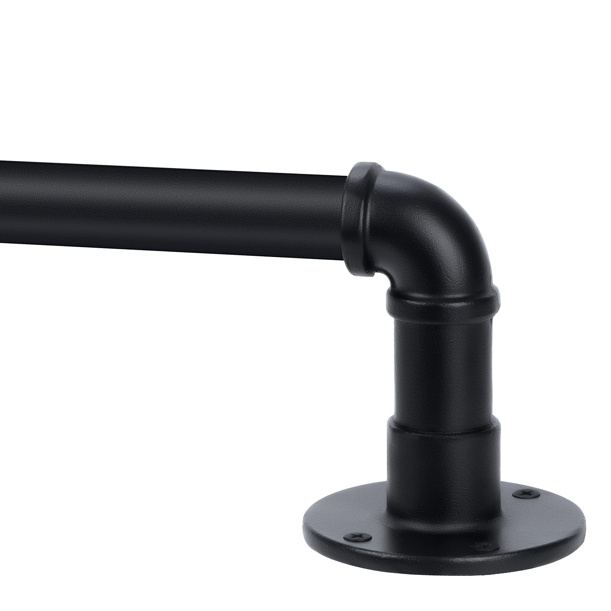 YAJUXIU Industrial Curtain Rod, 1 Inch, Black, 30-120" with Brackets, Wall/Ceiling Mount, High Carbon Steel, Glossy Black Steel Finish