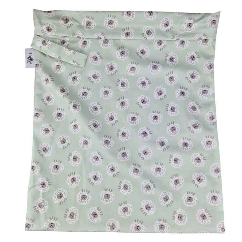 The Nappy Lady Thrive Wet Bag, Waterproof Storage for Nappies and Wet Items, Zip Closure, Essential Accessory for Cloth Nappies and eco Friendly households (Fluffy Sheep, Medium)