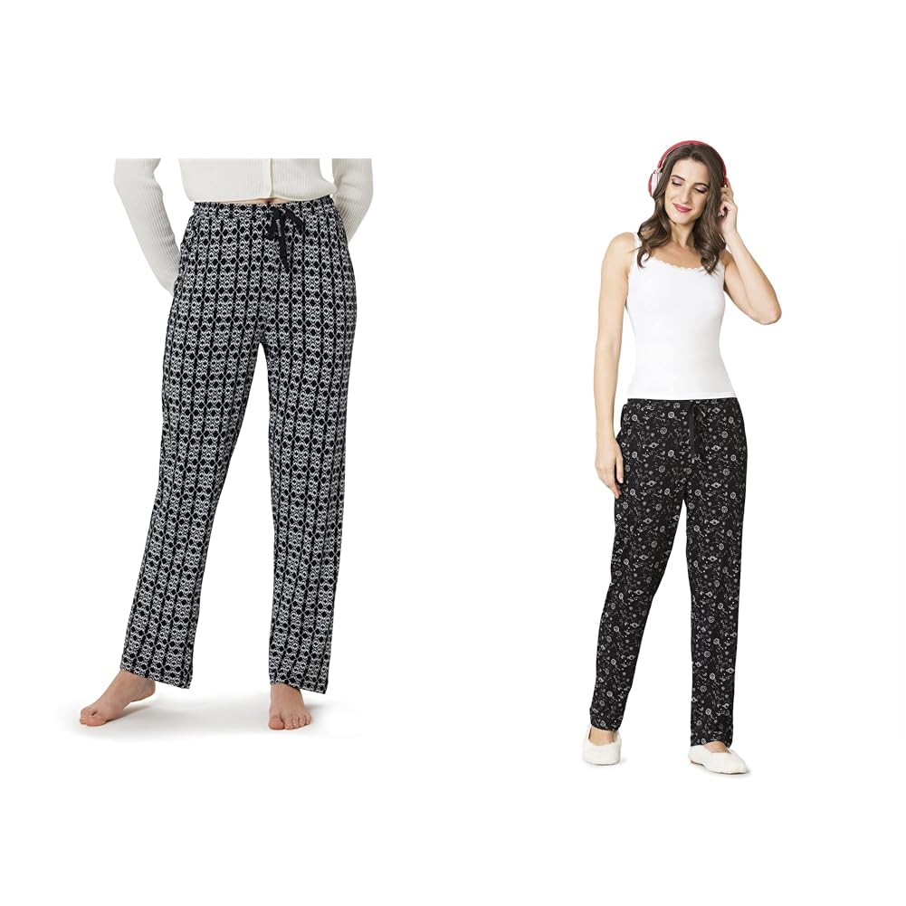 Women Allover Print & Functional Pocket Lounge Pant-image-23
