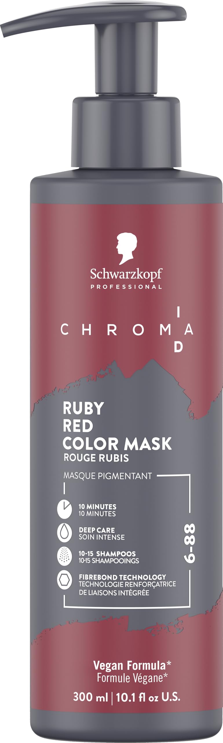 Schwarzkopf Professional CHROMA ID Bonding Color Mask Semi Permanentes Farbsystem Farbmaske Pflegende Tönung Haarmaske Haarkur Intensive Pflege Vegane Formel 6-88 Ruby Red 300 ml