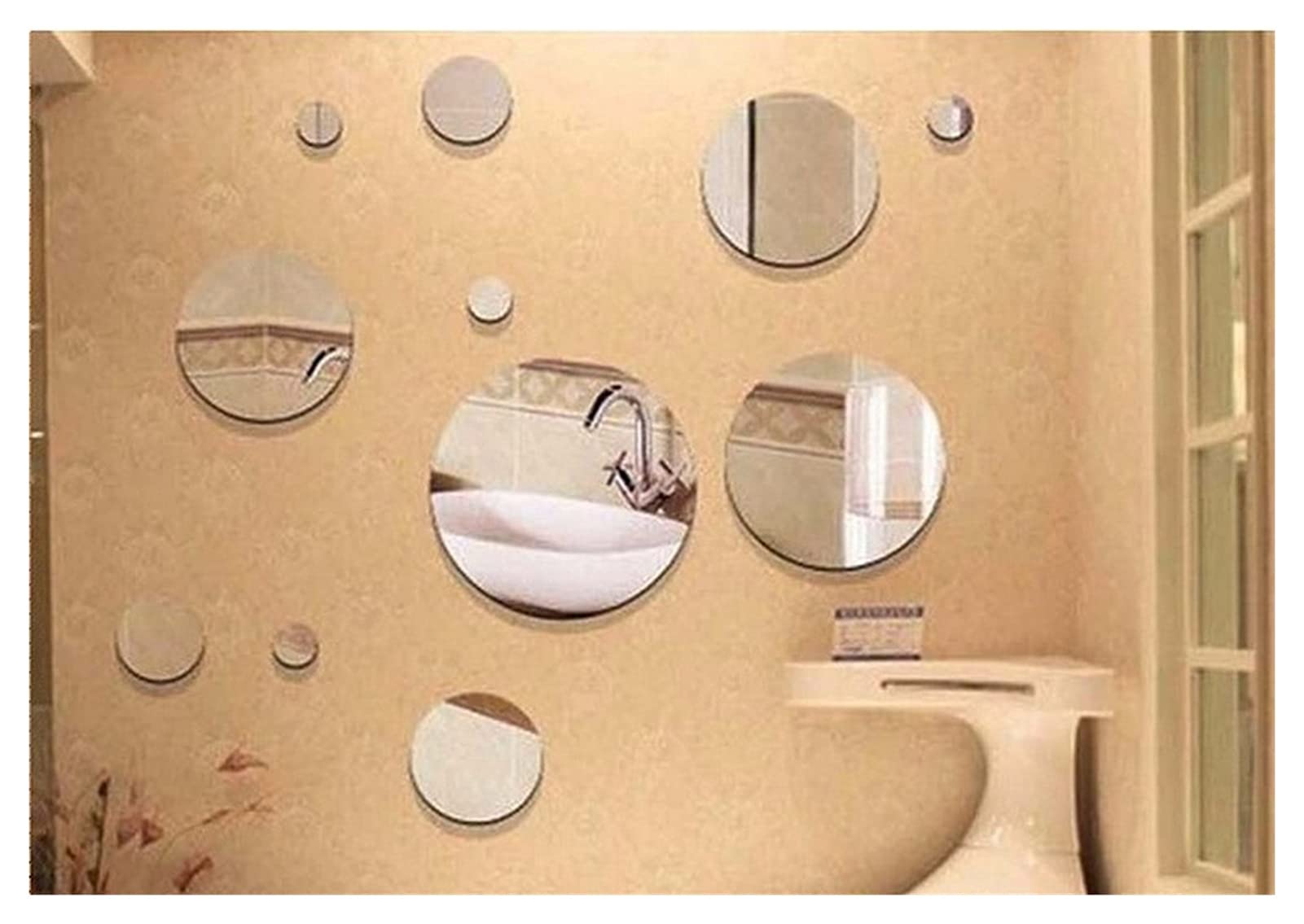 Xihe Home Decoration Wall Clock 9pcs Diy Acrylic Mirror 3d Wall Stickers Top Fashion Decoration Living Room Stickers Stickers Home Decoration (Color : Silver)