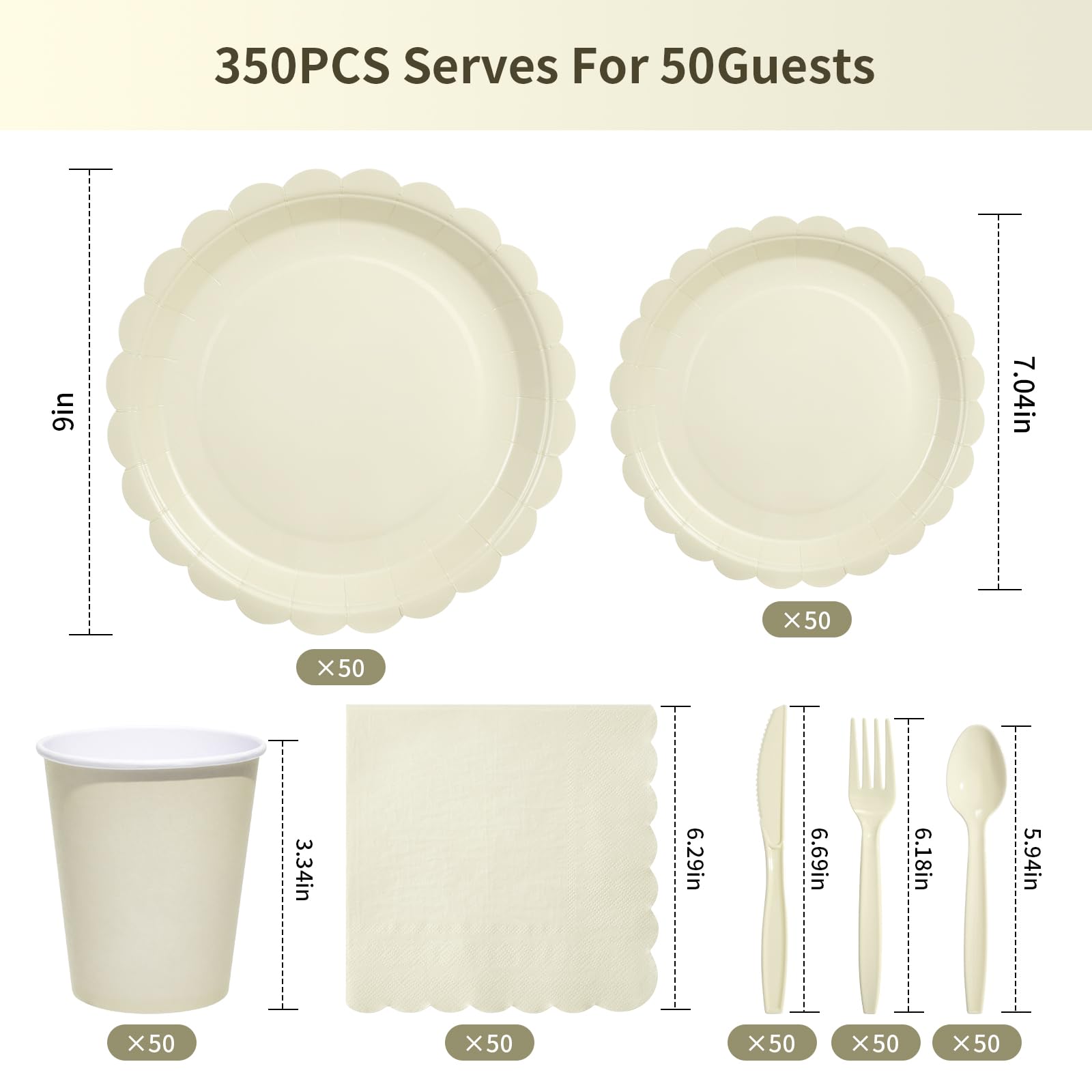 Goodluck Ivory Disposable Plates - 350PCS Party Set -2