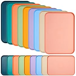 Skylety 18 Pack Plastic Fast Food Trays Bulk Colorful Cafeteria Food Trays for Party Kitchen, 9 Colors, 12 x 9 Inch